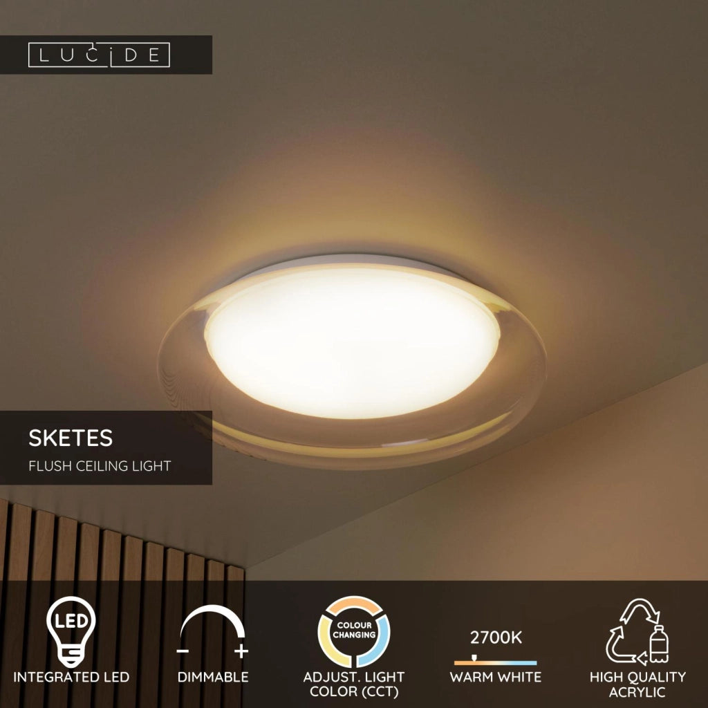 Plafoniera LED rotonda bianca Lucide SKETES 10W