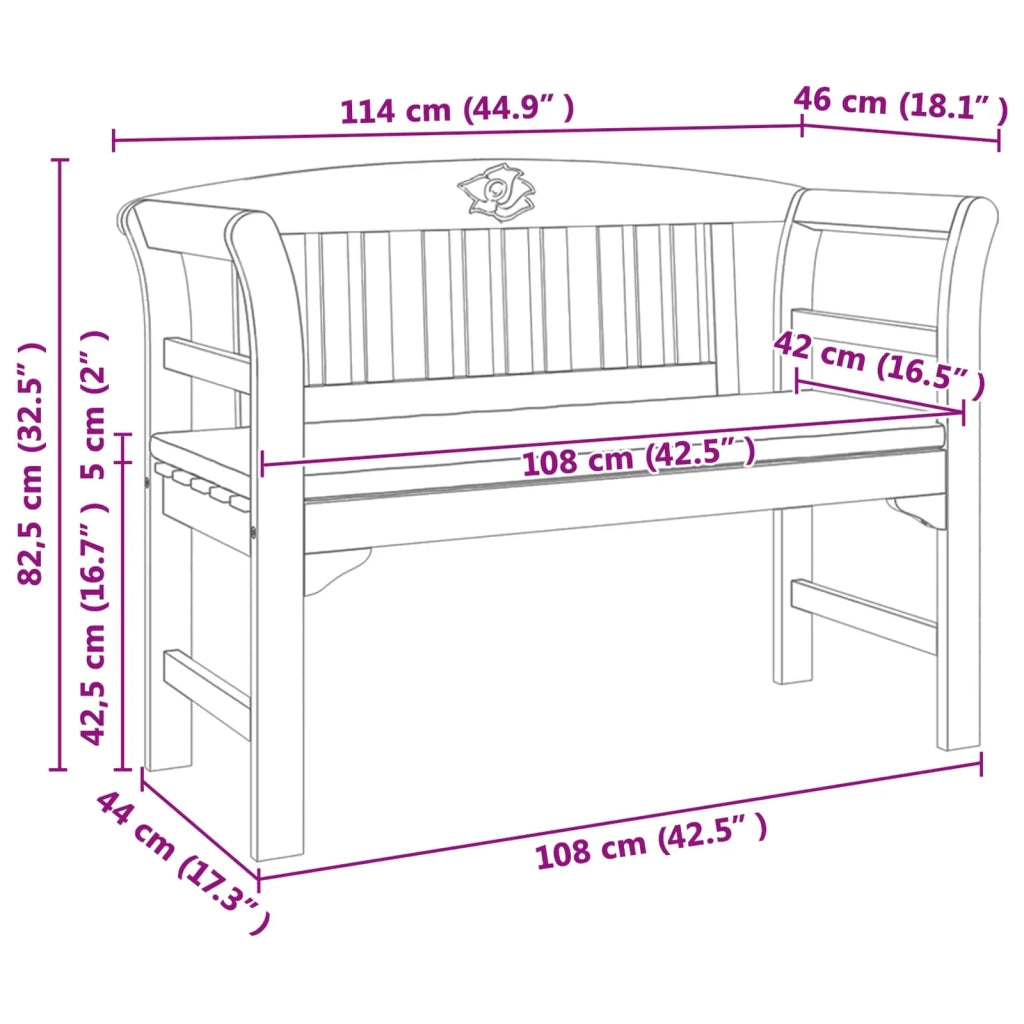 Panchina Rosa con cuscino Bianco Crema 114 x 46 x 82,5 cm