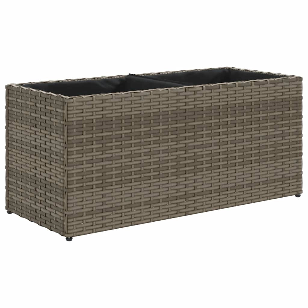 Fioriera rialzata per piante fiori terrazza giardino con 2 vasi 72 x 30 x 32 cm resina intrecciata grigia 02_0038080