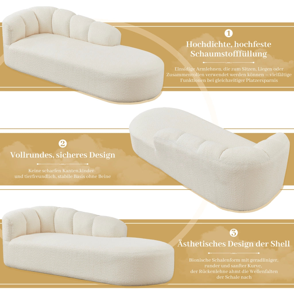 DIVANO Relax in chenille beige con schienale ondulato