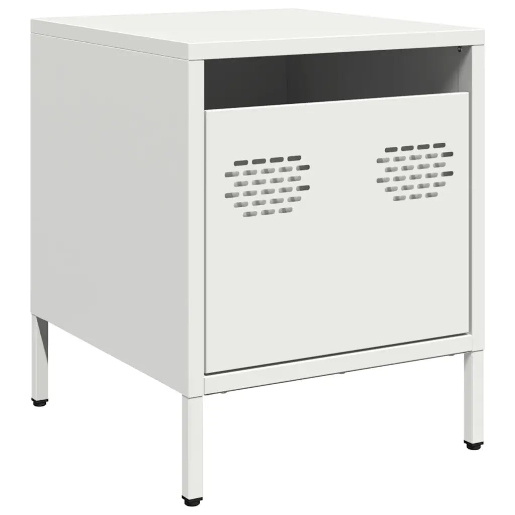 Comodini 2 pz-Set di 2 Tavolino da notte Bianco 35x39x43,5 cm in Acciaio
