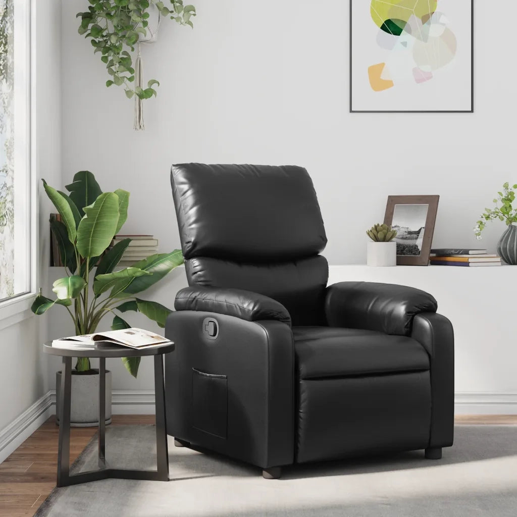 Divano Sedia-Poltrona Reclinabile Nera in Similpelle 393969