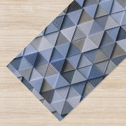 Tappeto passatoia fantasia made in Italy antiscivolo lavabile aderente triangoli multicolore 50x200cm - Triangle Azzurro