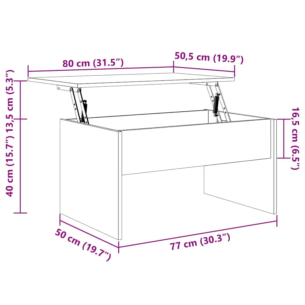Tavolino Bianco Lucido 80x50,5x41,5 cm in Legno Multistrato cod mxl 11863