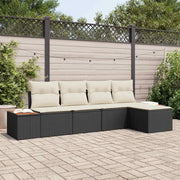 Set Divano da Giardino con cuscino 5 pcs Nero Poly Rattan 3348063