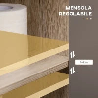Armadietto Sottolavabo in MDF con Ritaglio per Lavandino con 2 Ante e 2 Mensole Regolabili, 60 x 30 x 60cm