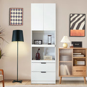 Mobile Multiuso Cucina - Minimal - Bianco 200cm con Ante Cassetti Ripiani Antiribaltamento