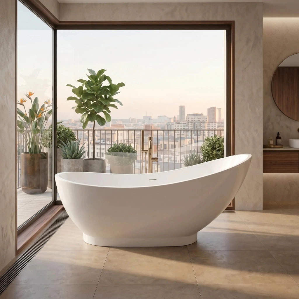 Vasca Da Bagno Freestanding Rea Sorento 180 Copritappo rame spazzolato
