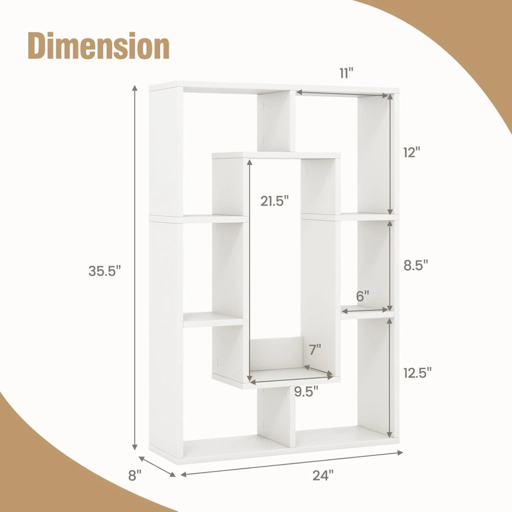 Libreria a 7 cubi bianca, moderna libreria rettangolare autoportante in legno con kit anti-ribaltamento, scaffale in legno, organizer a cubo aperto, espositore per soggiorno, camera dei