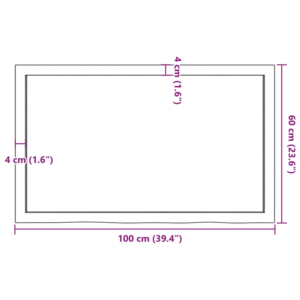 Piano Bagno Marrone 100x60x(2-6) cm Legno Massello Trattato 3156136