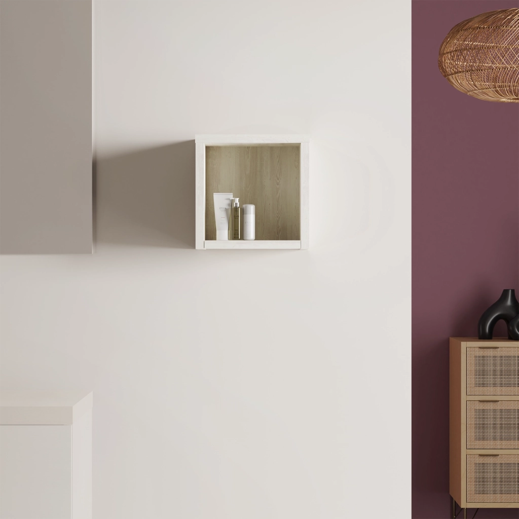 Pensile bagno a giorno sospeso 25x25cm rovere albino reversibile