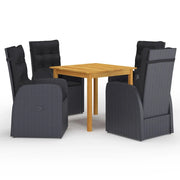 Set Mobili da Pranzo per Giardino 5 pz Nero cod mxl 41895
