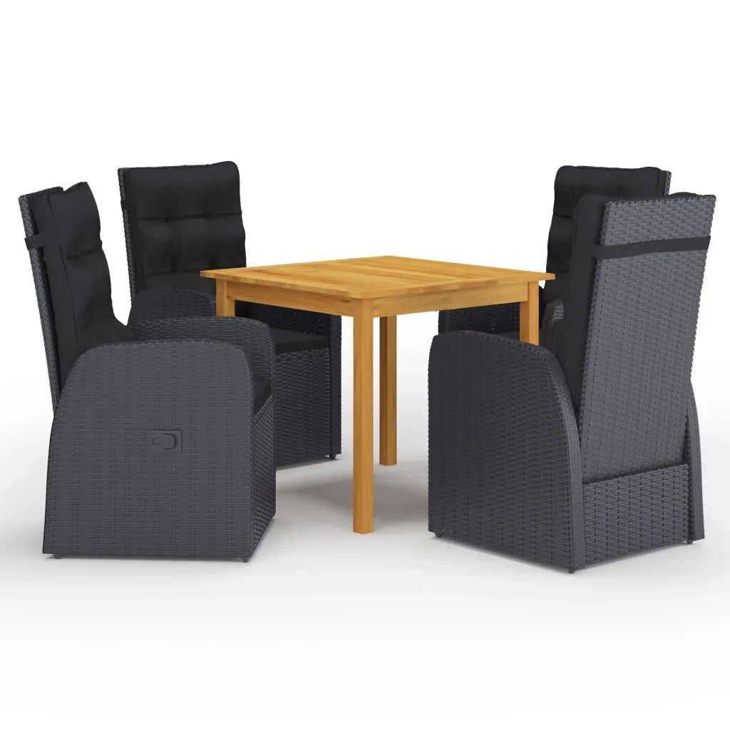 Set Mobili da Pranzo per Giardino 5 pz Nero cod mxl 41895