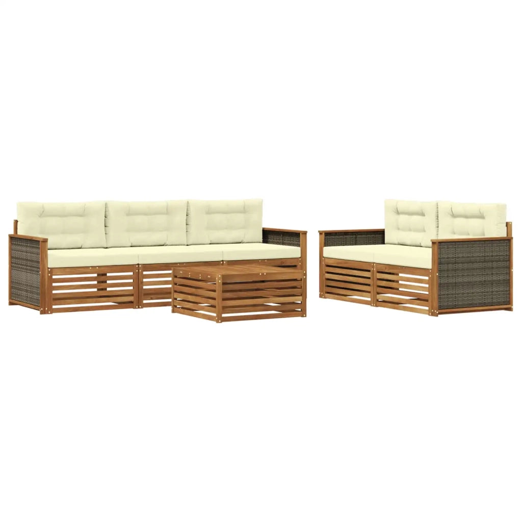 Set di divani da esterno con cuscino 6 pcs Naturale e Crema 3383018