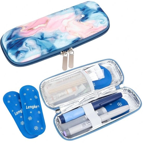 Portatile per Insuline - Termos per Insuline con 2 Accumulatori - Raffreddatore per Medicinali per Viaggi - Autorizzato da TSA - Compatto e Leggero - Mantiene Temperatura per 4-6 Ore