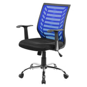 Sedia da ufficio Camaleonte, Sedia operativa a rete con braccioli, Seduta ergonomica da ufficio, 59x60h93/103 cm, Nero e Blu
