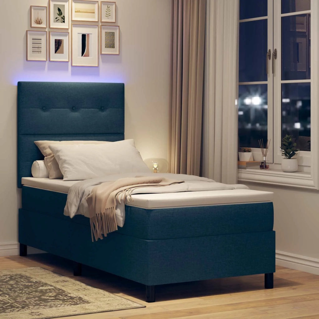 Letto a molle con materasso con led Blu 90 x 190 cm Tessuto 3342836