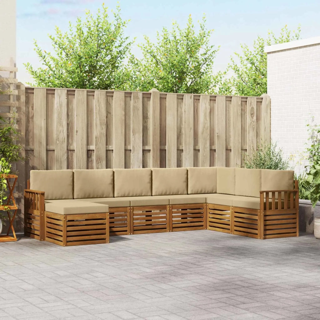 Set divano sezionale con cuscino 8 pcs Naturale e Beige 3375283