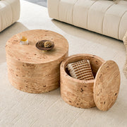 Set di 2 tavolini da caffè 62.8x62.8x35 cm e 44x44x26 cm con vano interno in MDF naturale