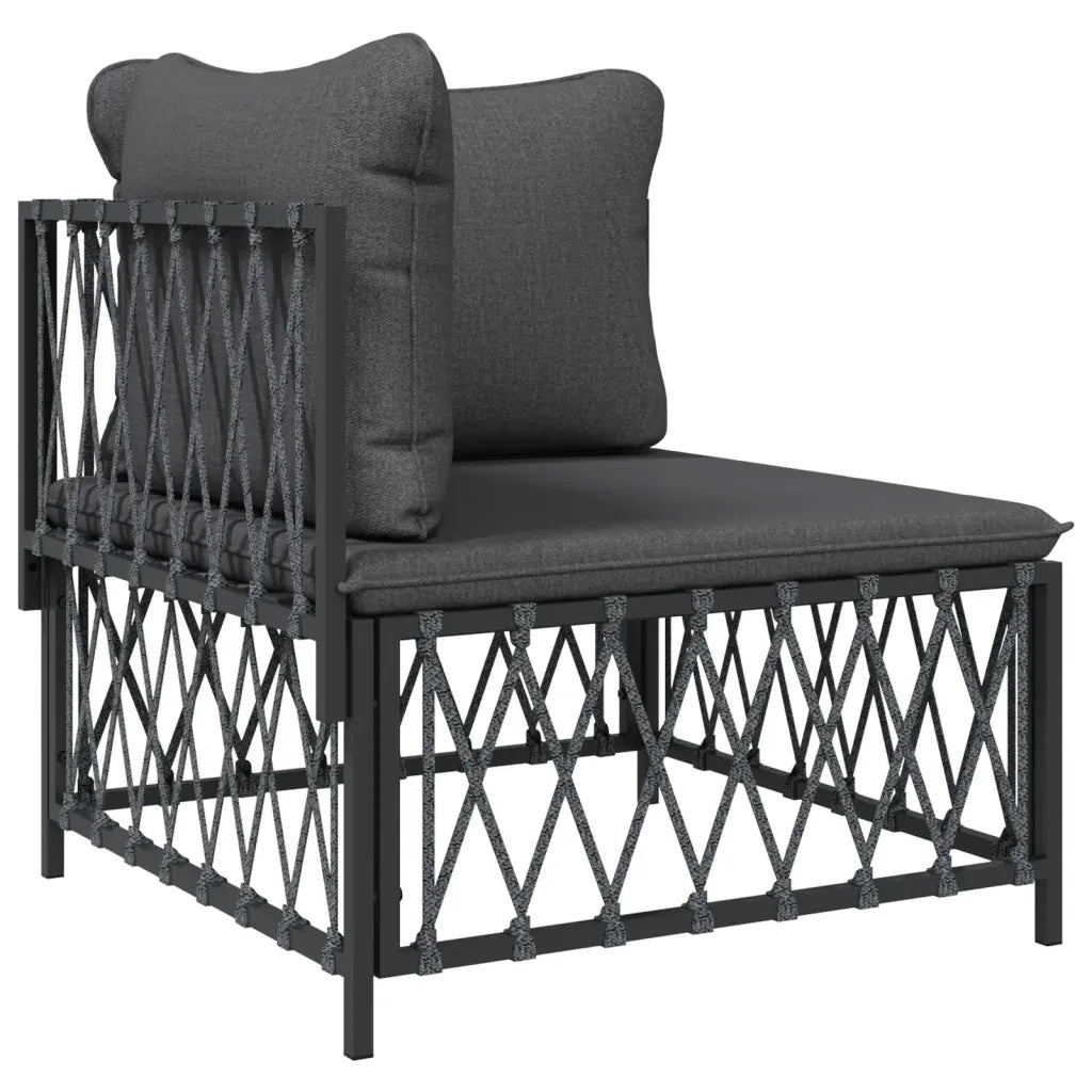 Set Salotto da Giardino 6 pz con Cuscini in Acciaio Antracite 3186901