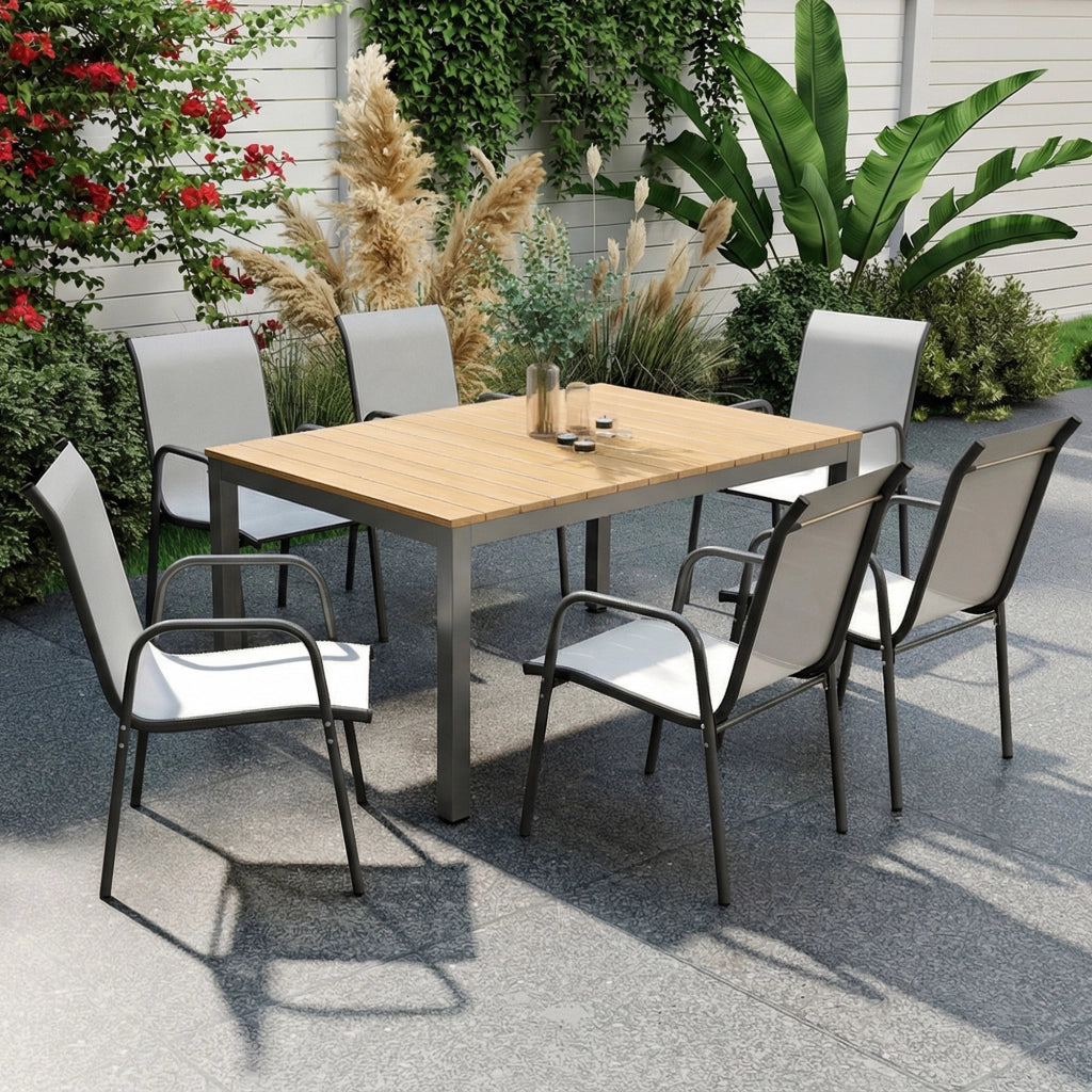Sedia da giardino esterna impilabile con braccioli ¨C zephmum ¨C grigio