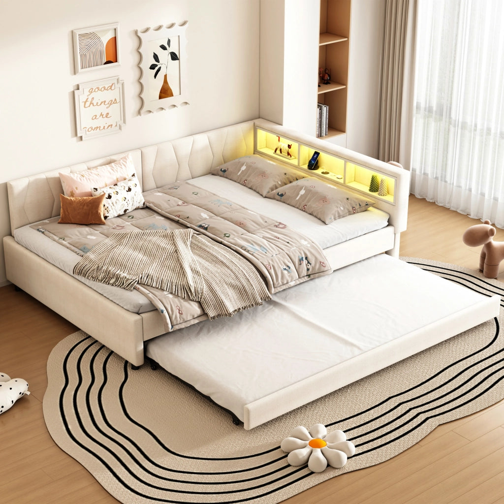 Letto giorno funzionale in lino 140x200 cm