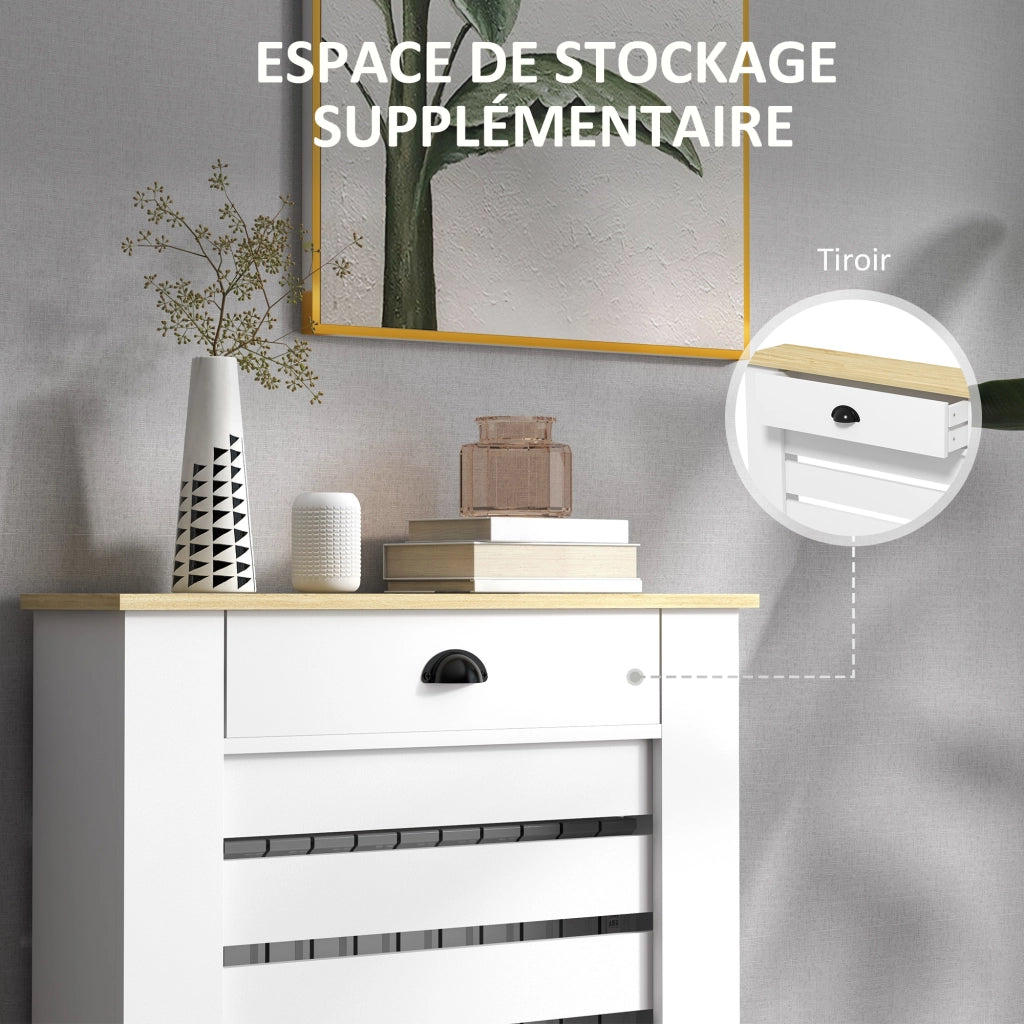 Copriradiatore con 2 cassetti in legno ¨C zephmum ¨C bianco 78x19x95.5 cm