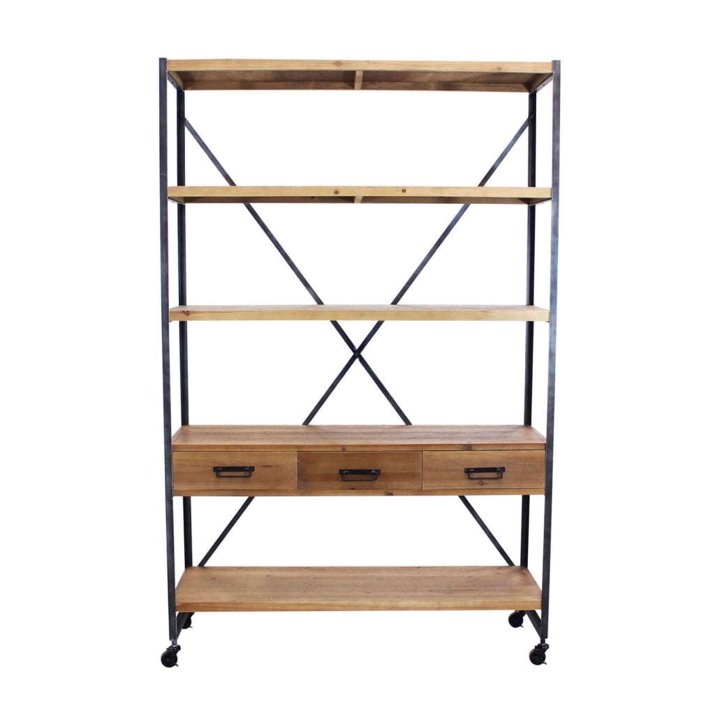 Libreria Industrial in Legno Metallo cm 114 3x46 5x136 - COLIN
