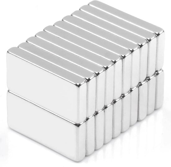 Set di 20 magneti neodimio extra forti, 20 x 10 x 3 mm magneti rettangolari, magneti forti per lavagne, magneti adesivi, magneti forti di terra rara per lavagne, ripiani e lavagne magnetiche