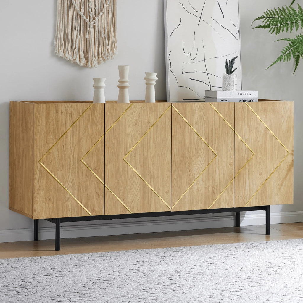 MADIA 4 ante 160x40x78 cm in pannello di legno colore naturale