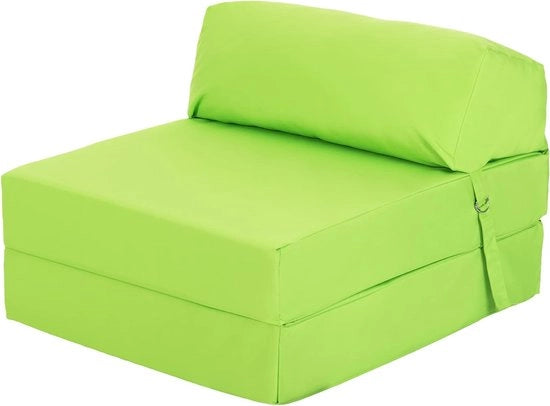 Letto a scomparsa pieghevole, verde limone, morbido, confortevole e leggero, con copertura removibile impermeabile. Disponibile in 10 colori.