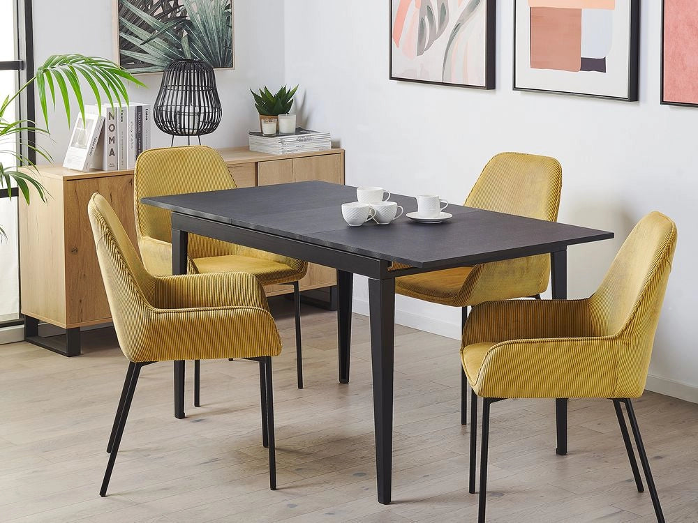 Tavolo allungabile da pranzo gambe in acciaio Nero 120/160 x 80 cm meccanismo a farfalla design senza tempo