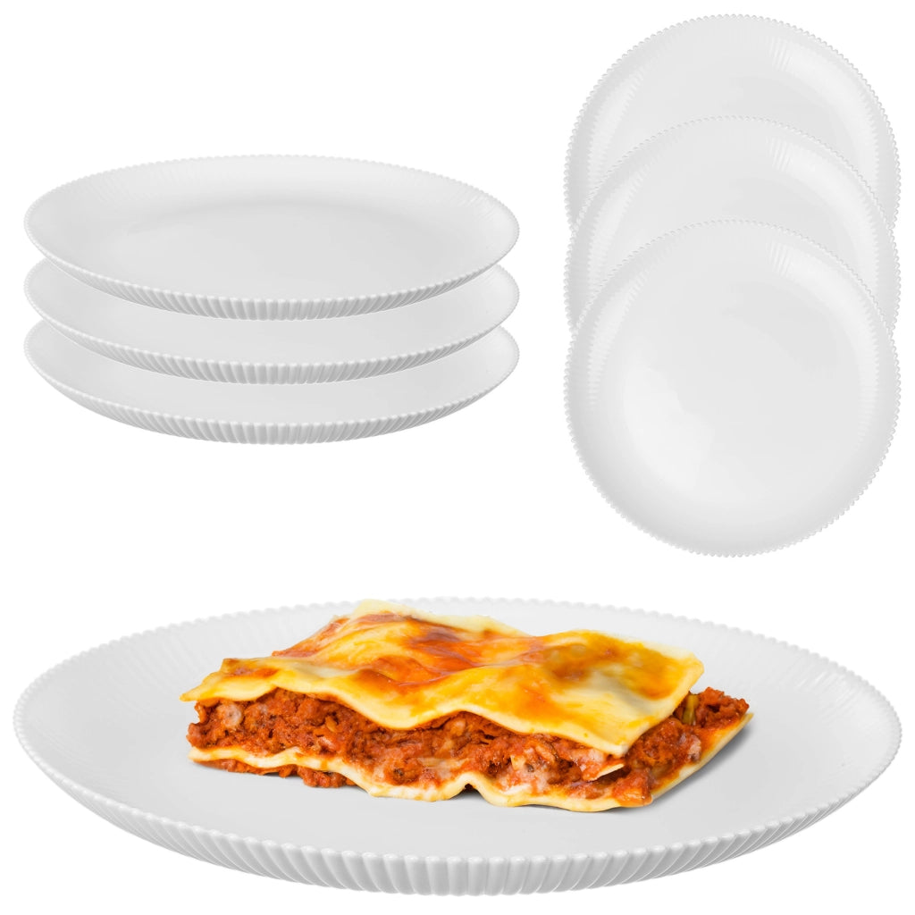KADAX Set di 3 piatti piani da 26,5 cm in vetro, grandi e scanalati