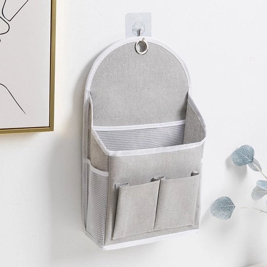 Organizzatore per parete con contenitori - contenitore di stoccaggio con chiodo da appendere - organizzatore per parete in tessuto - contenitore di stoccaggio impermeabile per porta armadio - (grigio)