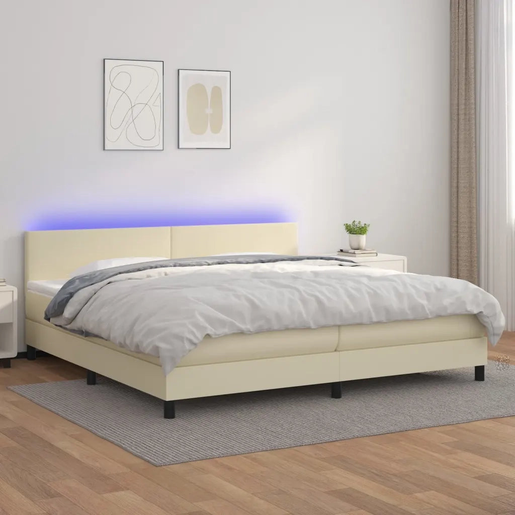 Giroletto a Molle con Materasso e LED Crema 200x200 cm cod mxl 62200