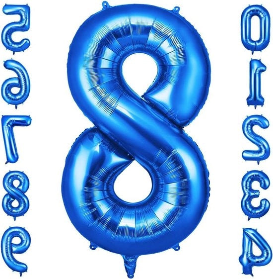 Balloon digitale XXL 101 cm Helio blu 40 pollici decorazione per compleanni feste e inaugurazioni - Numero 8
