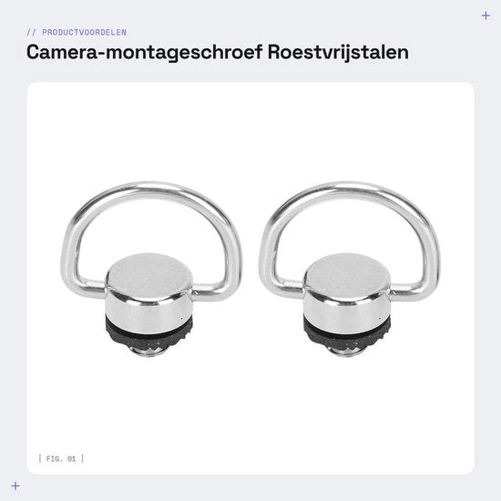 Montaggio per camera 2 pezzi - D-rivetto in acciaio inossidabile 1/4 pollici - viti a testa a vite - cavo metallico all'aperto - per stativo/piattaforma di connessione rapida - di alta qualità e duraturo - adattatore per camera