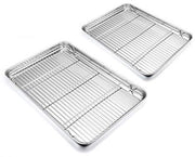 Set di 4 Piatti da Cottura in Acciaio Inossidabile con Raccordo di Raffreddamento - Raccordi per Griglia e Tarte - Imbattibile e Sostenibile - Resistenti al Lavastoviglie - Piatti per Forno