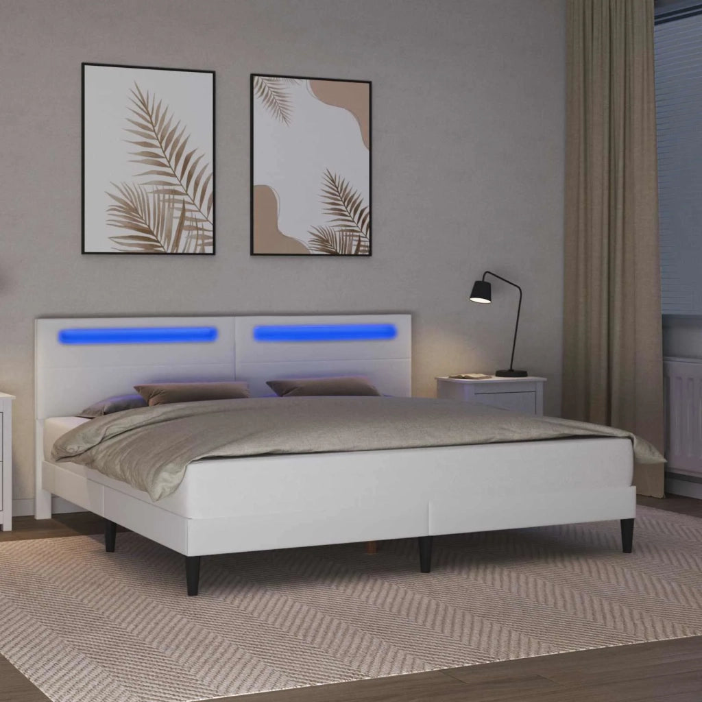 Struttura del letto con testiera Bianco 200 x 200 cm Similpelle 42028035