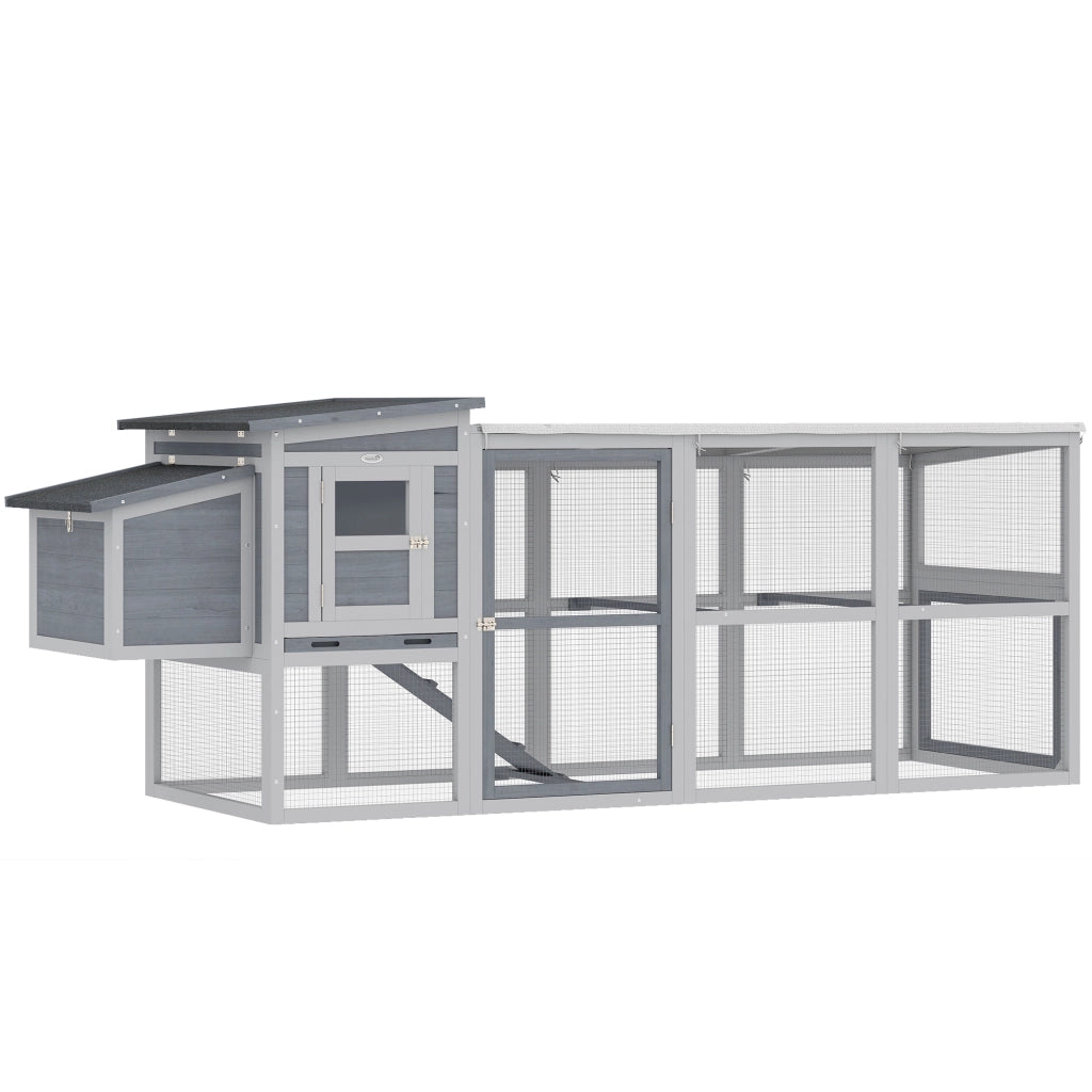 Pollaiolo per 4 Galline con Nido e Tettoia ¨C zephmum ¨C Grigio 264x82x89cm