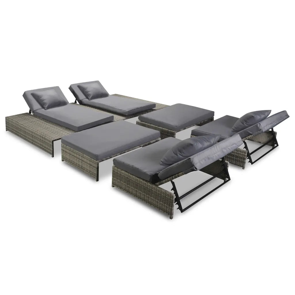 Set Divani da Giardino 5 pz con Cuscini in Polyrattan Grigio cod mxl 36283