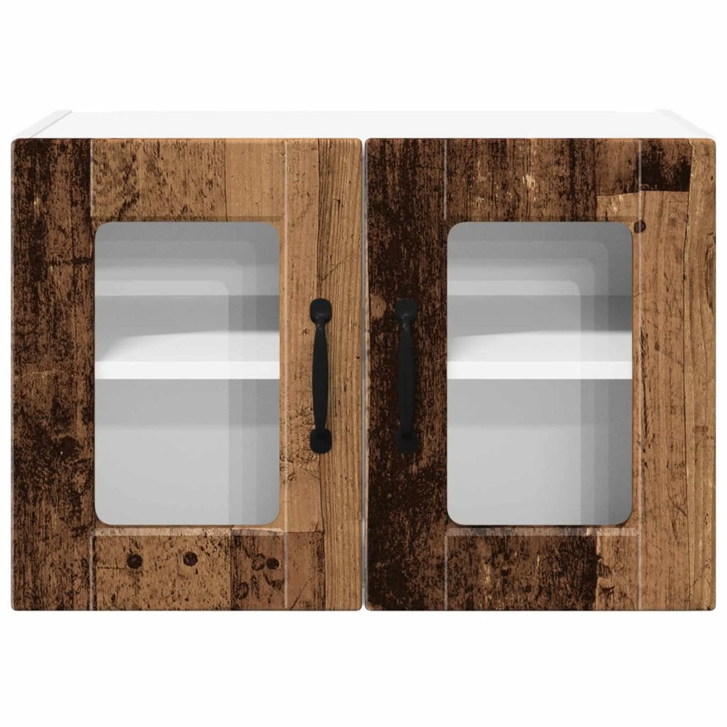 Pensile da cucina | Mobile in vetro da parete PORTO 2 pz Legno vecchio