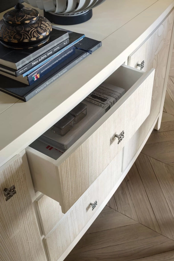 Madia credenza decoro in legno massello 2 porte naturale l.180 p.56 h.90 - Mobili 2G