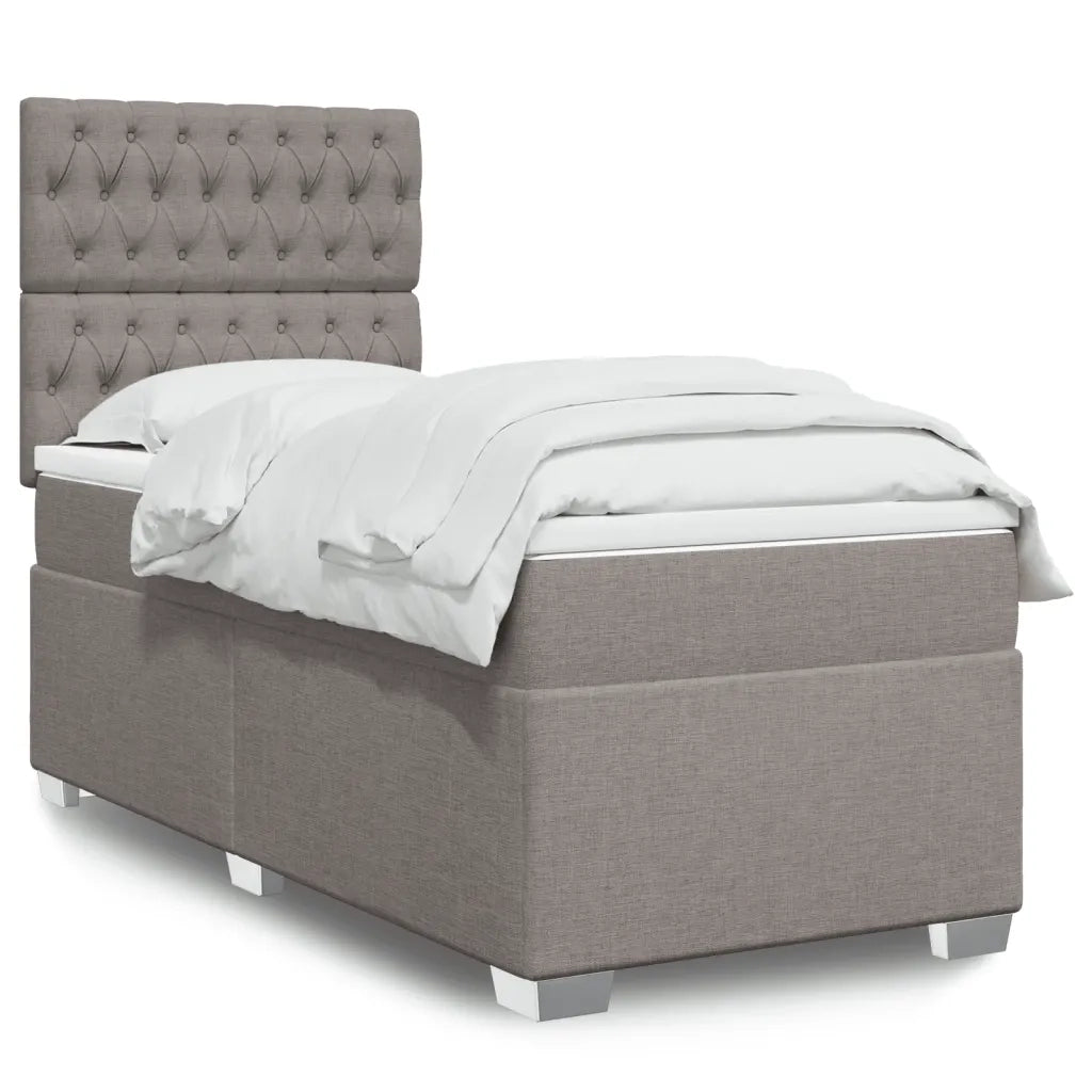 vidaXL Giroletto a Molle con Materasso Tortora 90x190 cm in Tessuto