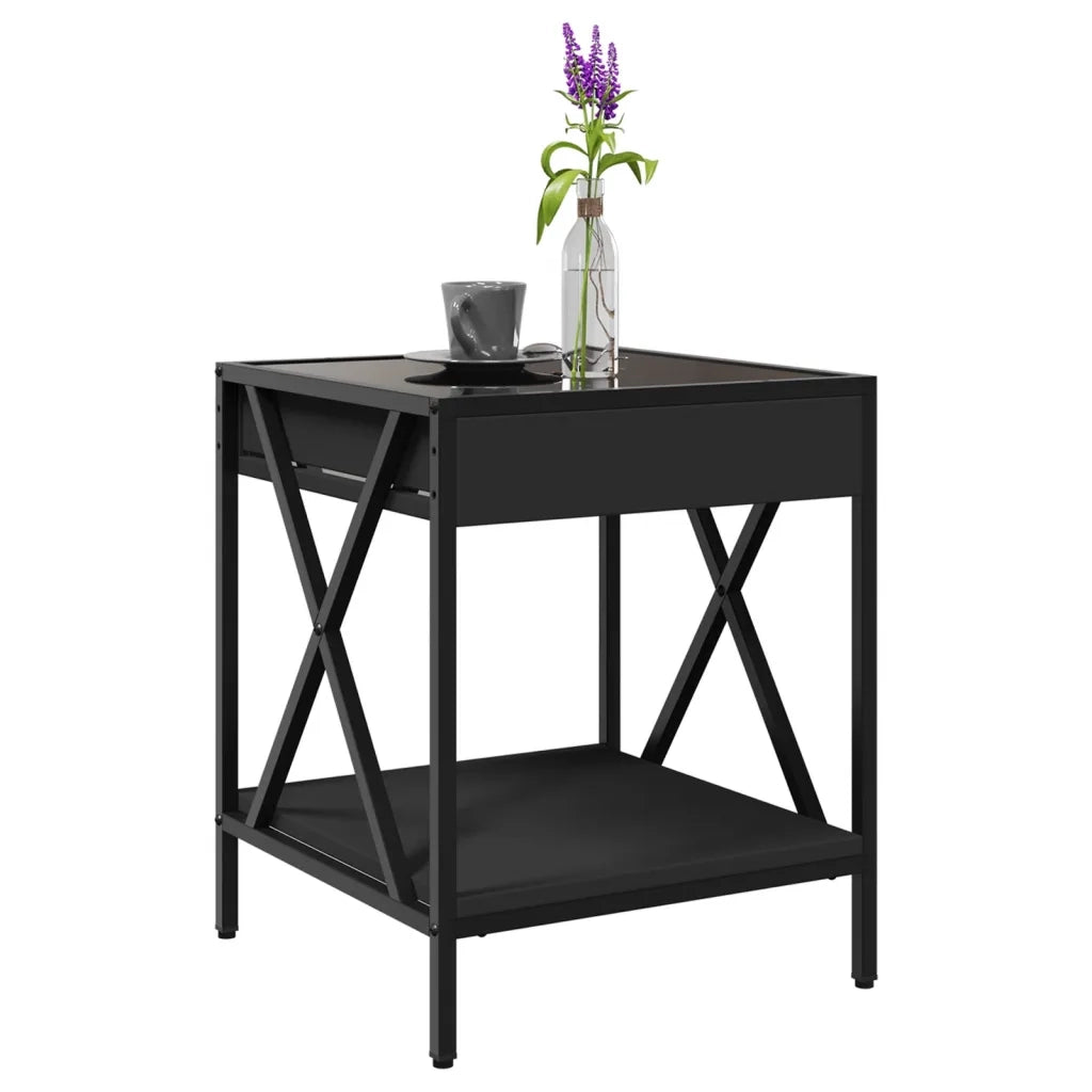 Tavolino da Salotto con LED Infinity Nero 40x40x49 cm 847692