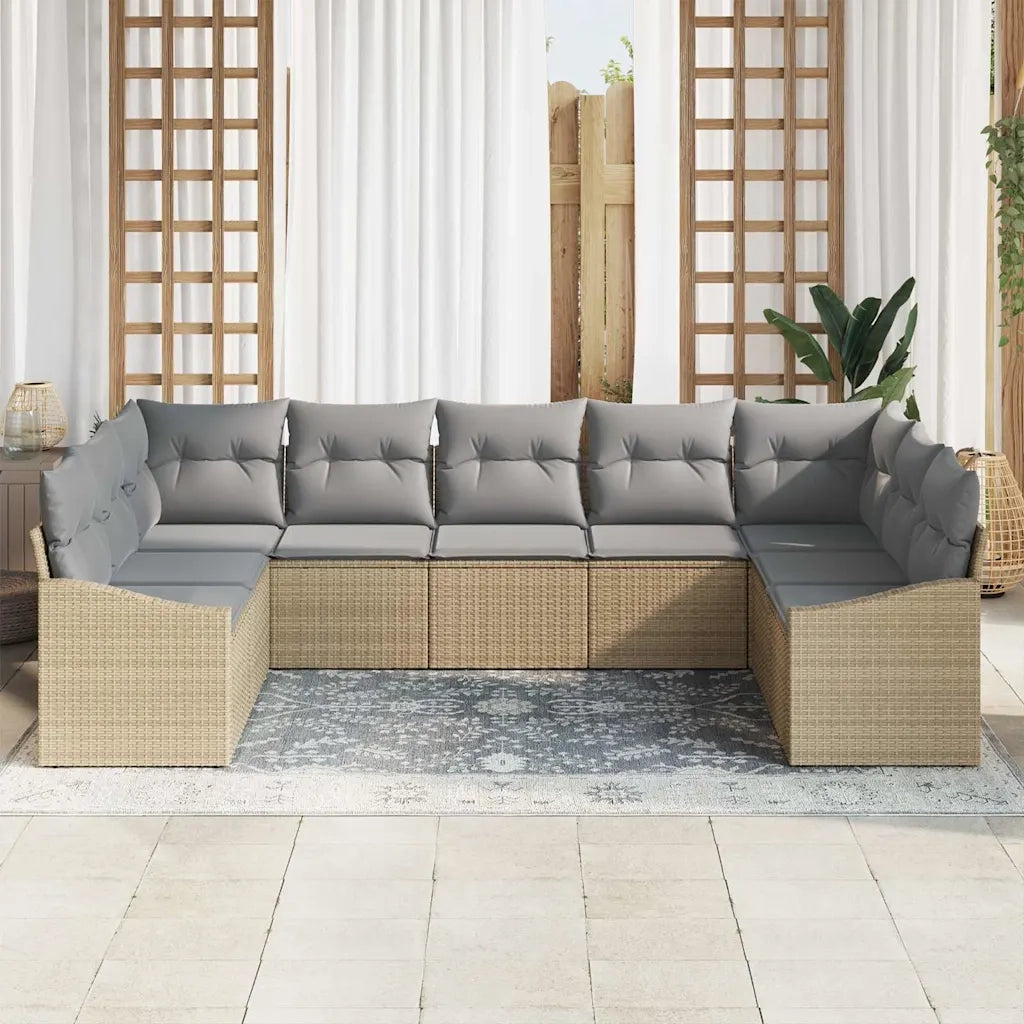 Set di divani con cuscino 9 pcs Beige polyrattan 3346880