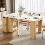 Tavolo da pranzo allungabile con LED, 3 vani interni e prese USB, per cucina e sala da pranzo in MDF e vetro