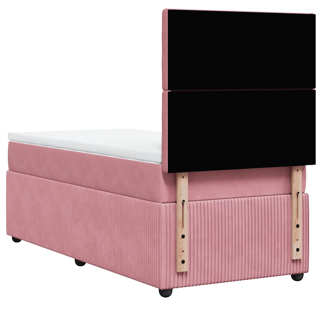 vidaXL Giroletto a Molle con Materasso Rosa 90x200 cm in Velluto
