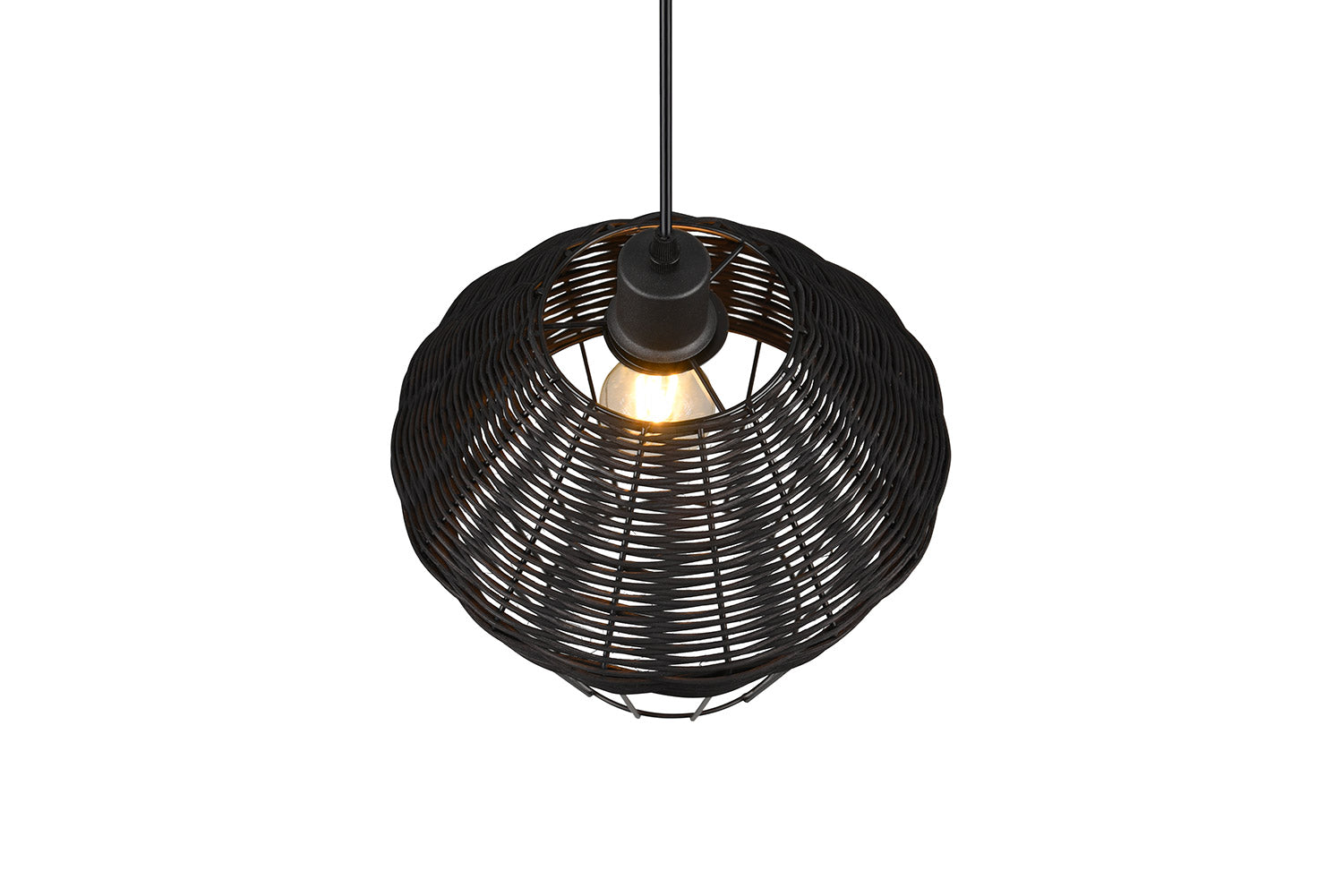 Lampada a Sospensione da Interno Attacco E27 in Tessuto Nero