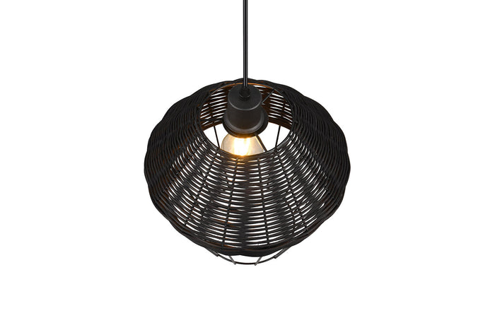 Lampada a Sospensione da Interno Attacco E27 in Tessuto Nero